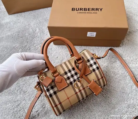 Official First Bag Ru Mini BURBERRY Bag-18.5*11*12CM Bowling Check 0516